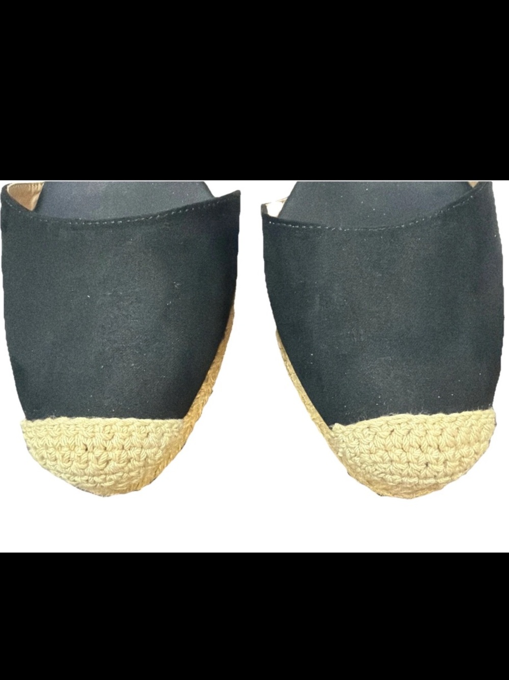 🆕Dream Pairs Black & Tan Espadrille Slingback Wedges Jute Platform Summer 7.5 - Picture 5 of 6